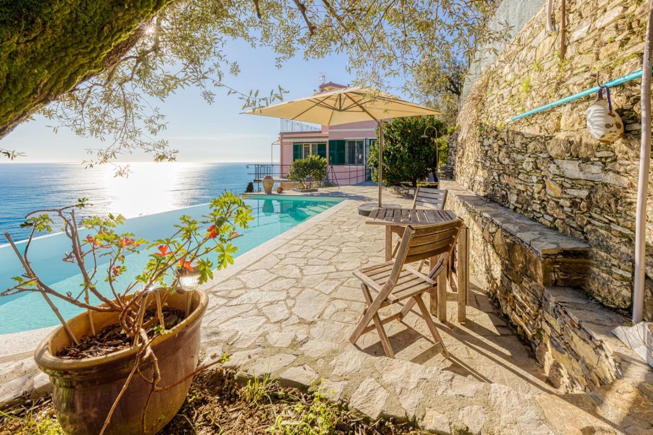 Casaviva - Ampio Trilocale Vista Mare Con Piscina - Pieve Alta Lägenhet Pieve Ligure Exteriör bild