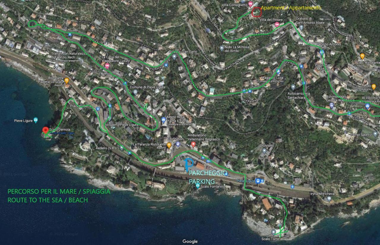 Casaviva - Ampio Trilocale Vista Mare Con Piscina - Pieve Alta Lägenhet Pieve Ligure Exteriör bild