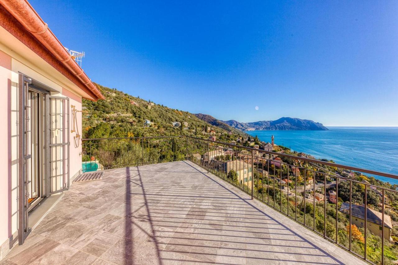 Casaviva - Ampio Trilocale Vista Mare Con Piscina - Pieve Alta Lägenhet Pieve Ligure Exteriör bild