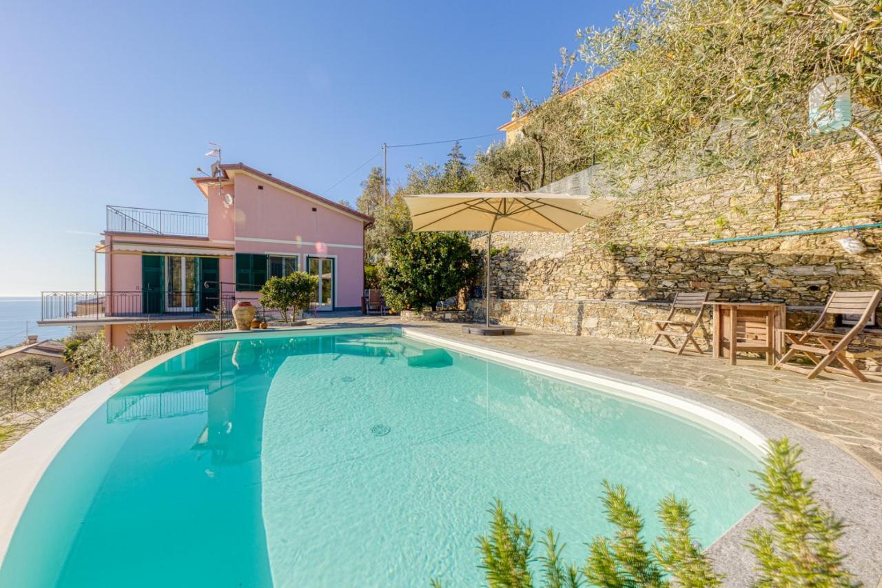 Casaviva - Ampio Trilocale Vista Mare Con Piscina - Pieve Alta Lägenhet Pieve Ligure Exteriör bild