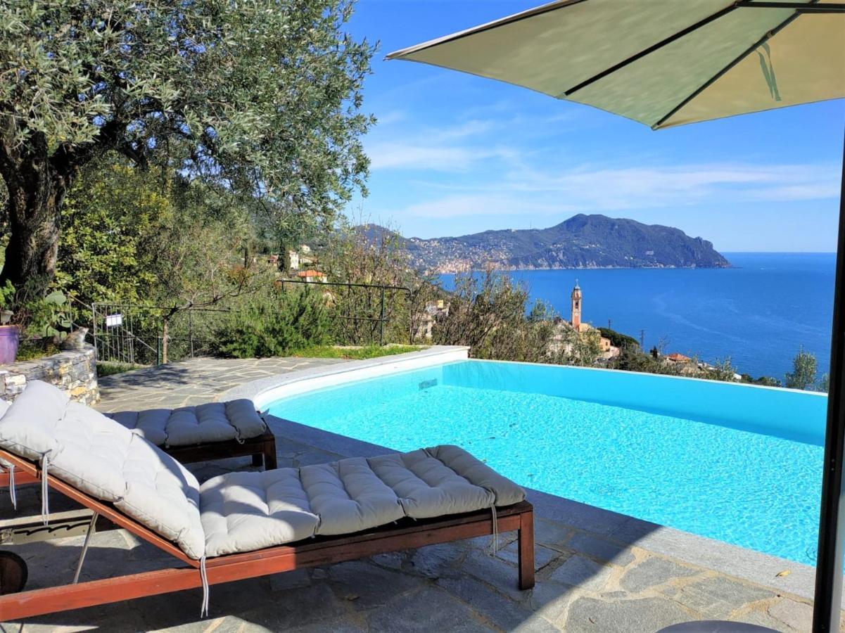 Casaviva - Ampio Trilocale Vista Mare Con Piscina - Pieve Alta Lägenhet Pieve Ligure Exteriör bild