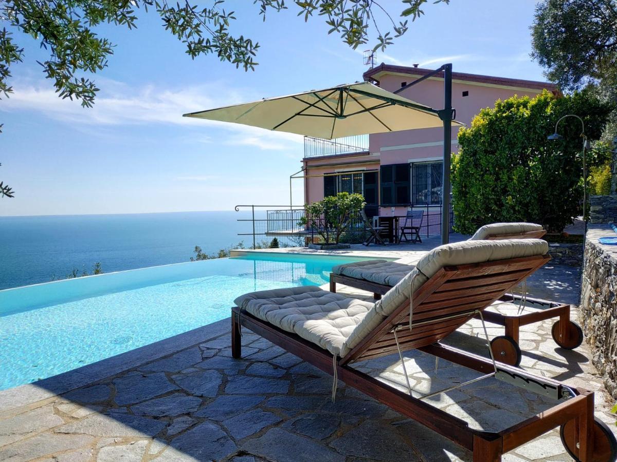 Casaviva - Ampio Trilocale Vista Mare Con Piscina - Pieve Alta Lägenhet Pieve Ligure Exteriör bild