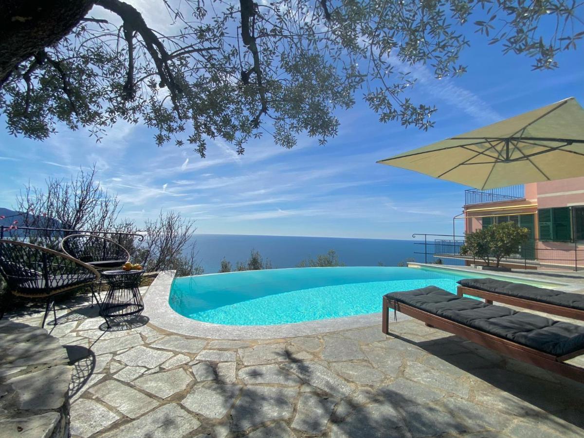Casaviva - Ampio Trilocale Vista Mare Con Piscina - Pieve Alta Lägenhet Pieve Ligure Exteriör bild